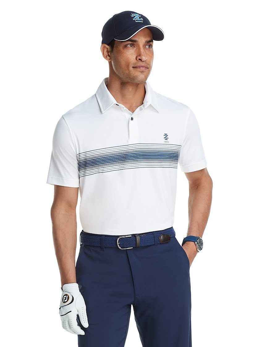 $14 Golf Striped Panel Short Sleeve Polo