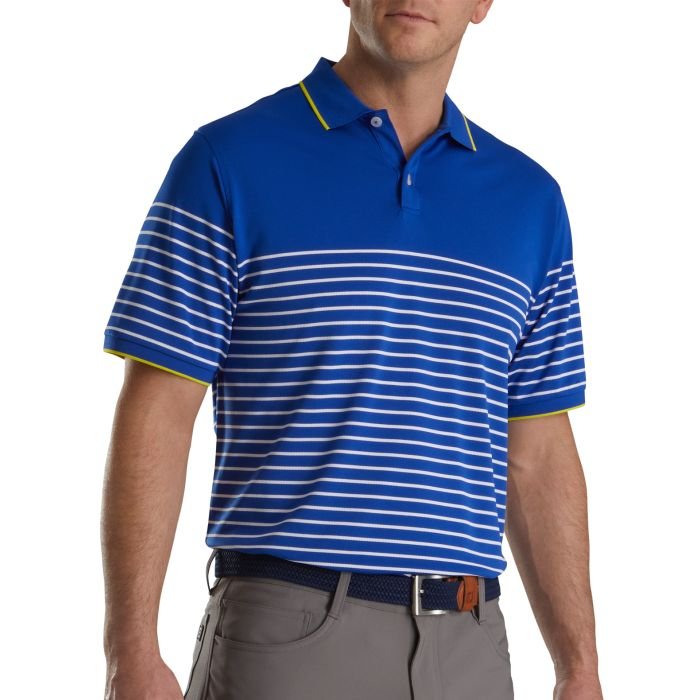 $50 FootJoy Breton Stripe Stretch Pique Knit Collar Golf Polo