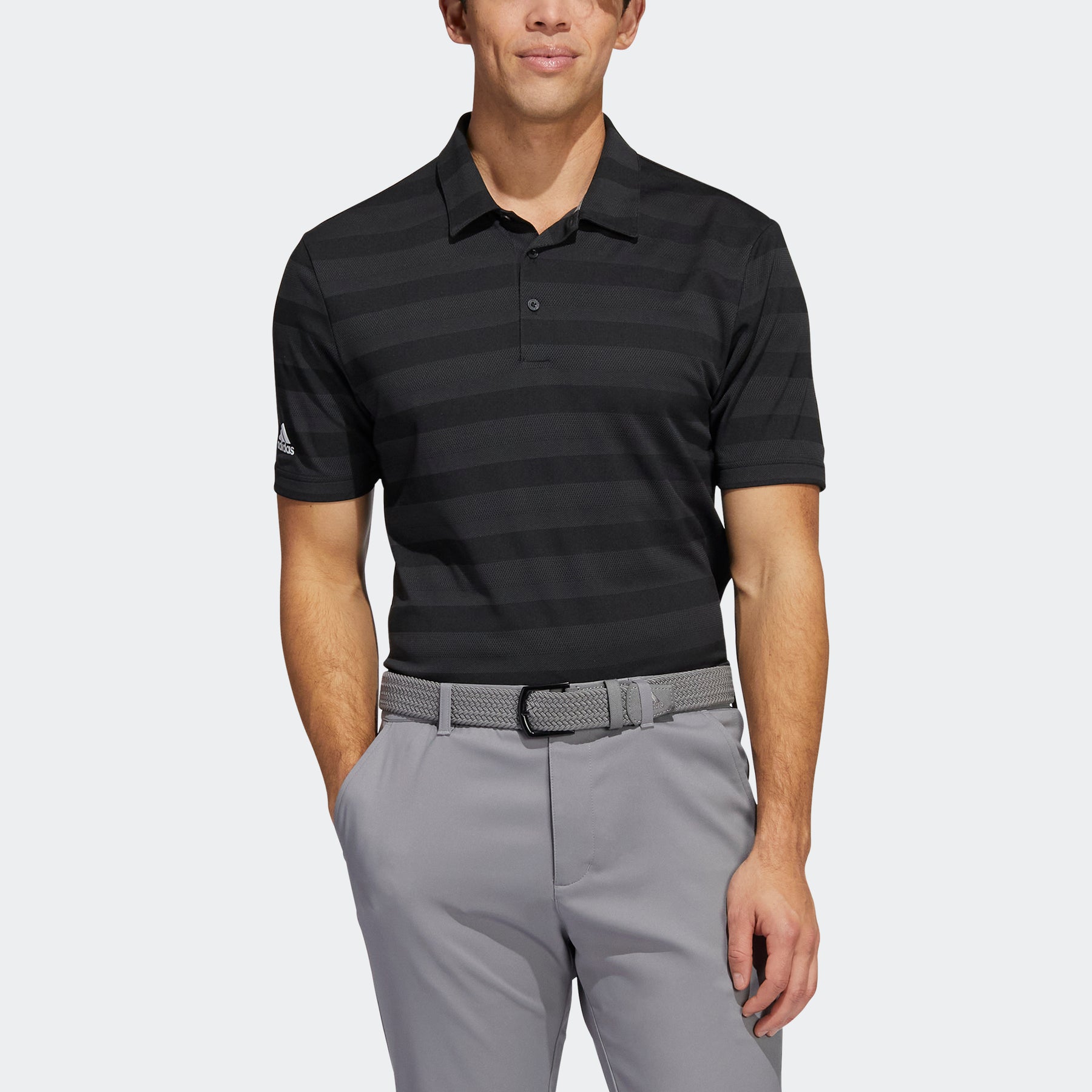 $18 adidas Men’s Two-Color Striped Polo Shirt