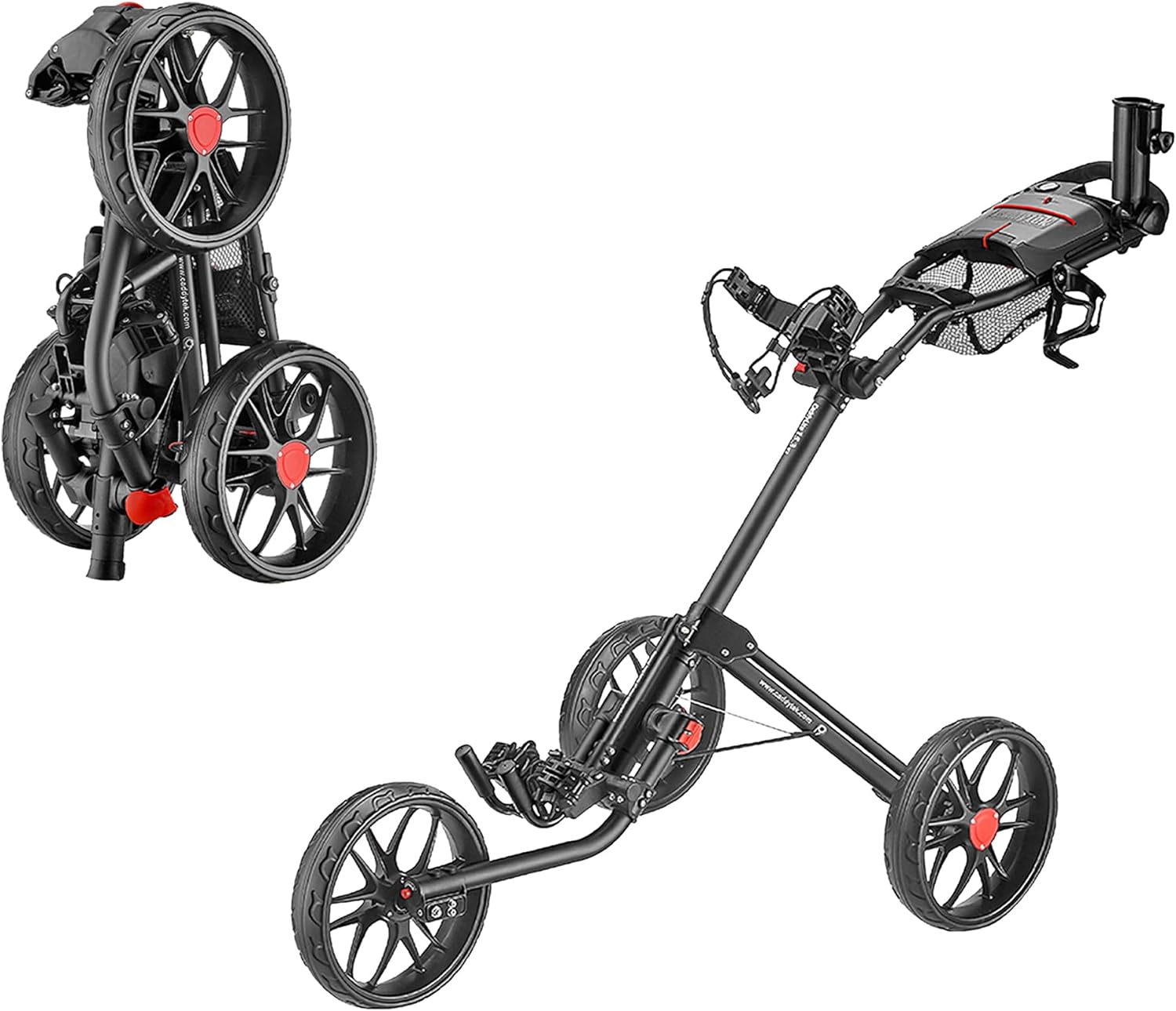 $98 CaddyTek Caddylite 15.3 V2 – Deluxe Quad-Fold Golf Push Cart
