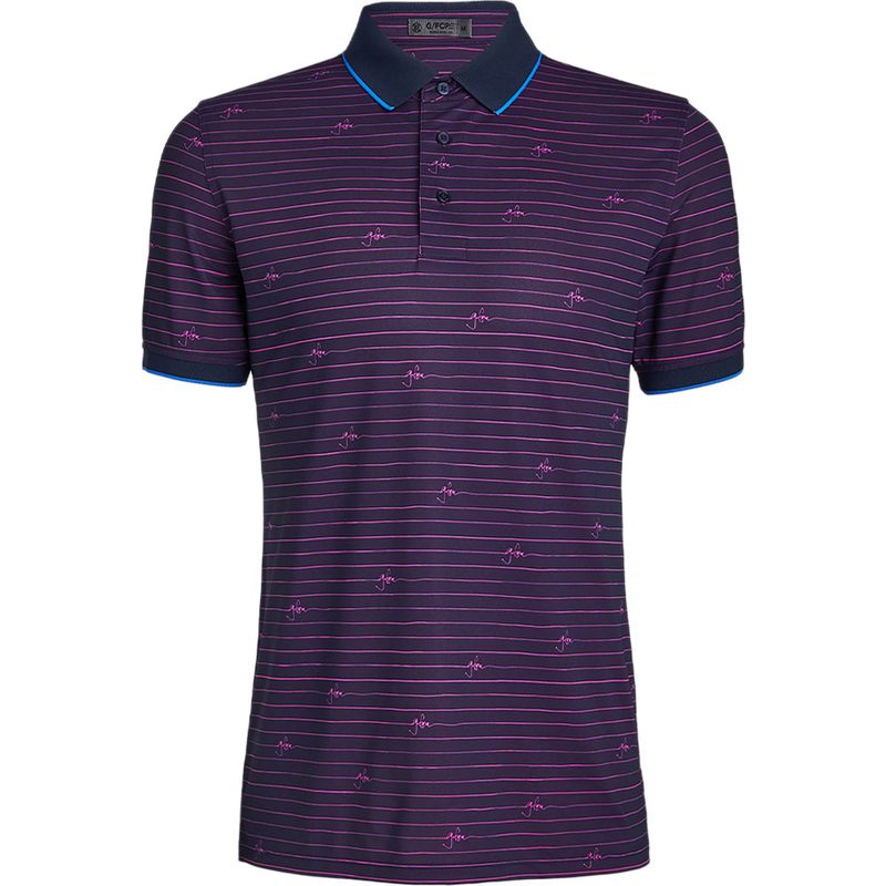 $84 G/FORE Men’s Script Stripe Banded Sleeve Tech Pique Polo