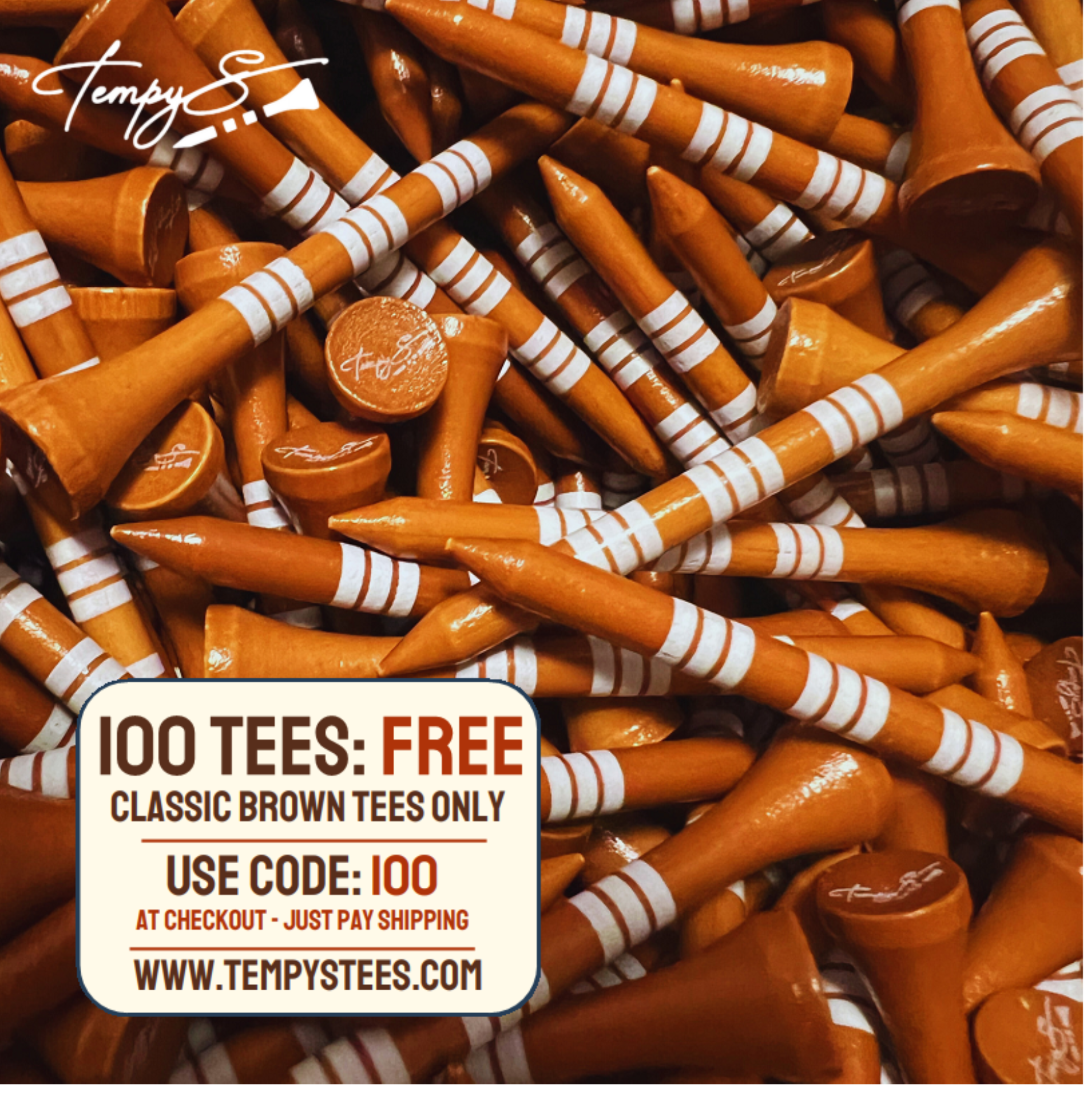 Free 100x Tempys Classic Brown Bamboo Tees (just pay shipping)