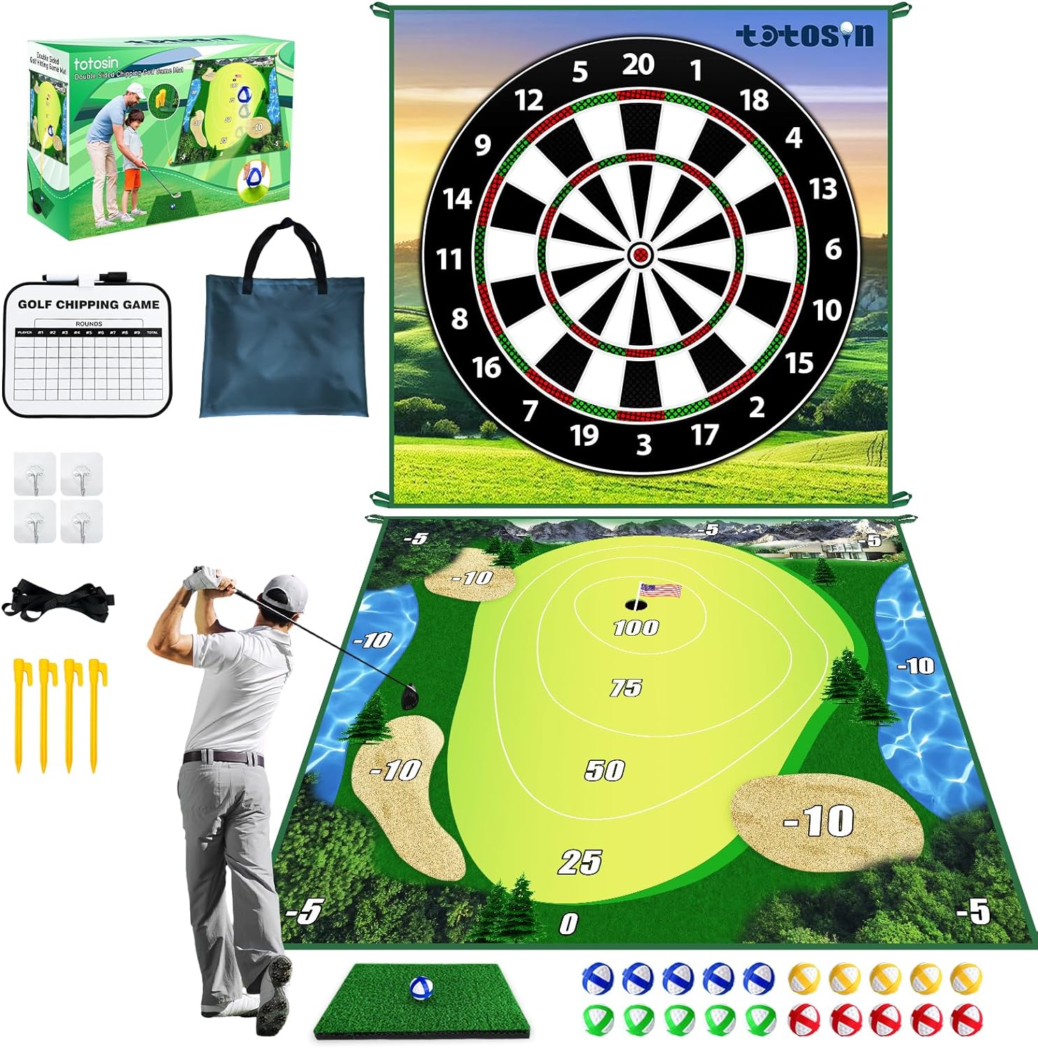 $40 Golf Chipping Game with Golf Hitting Mat