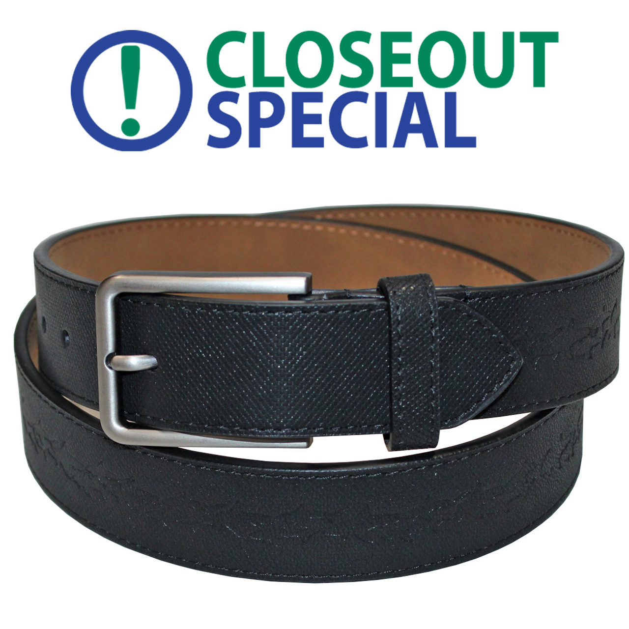 $13 Greg Norman Golf Shark Debossed Leather Belt