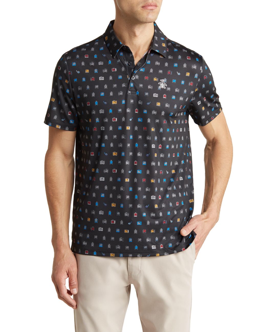 $17 Penguin TV Print Golf Polo