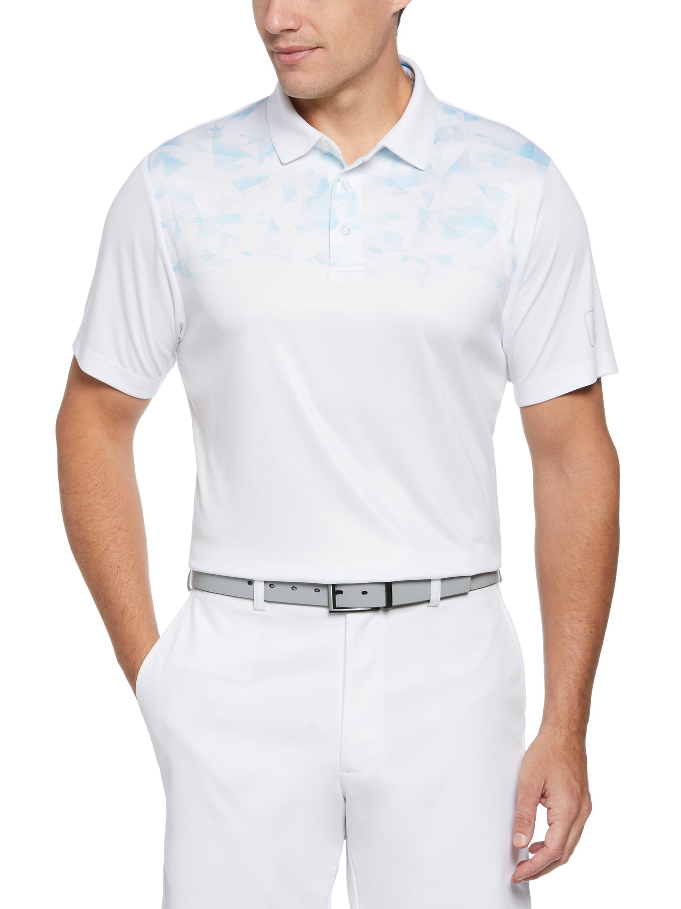 $16 Men’s Abstract Ombre Geo Print Golf Polo