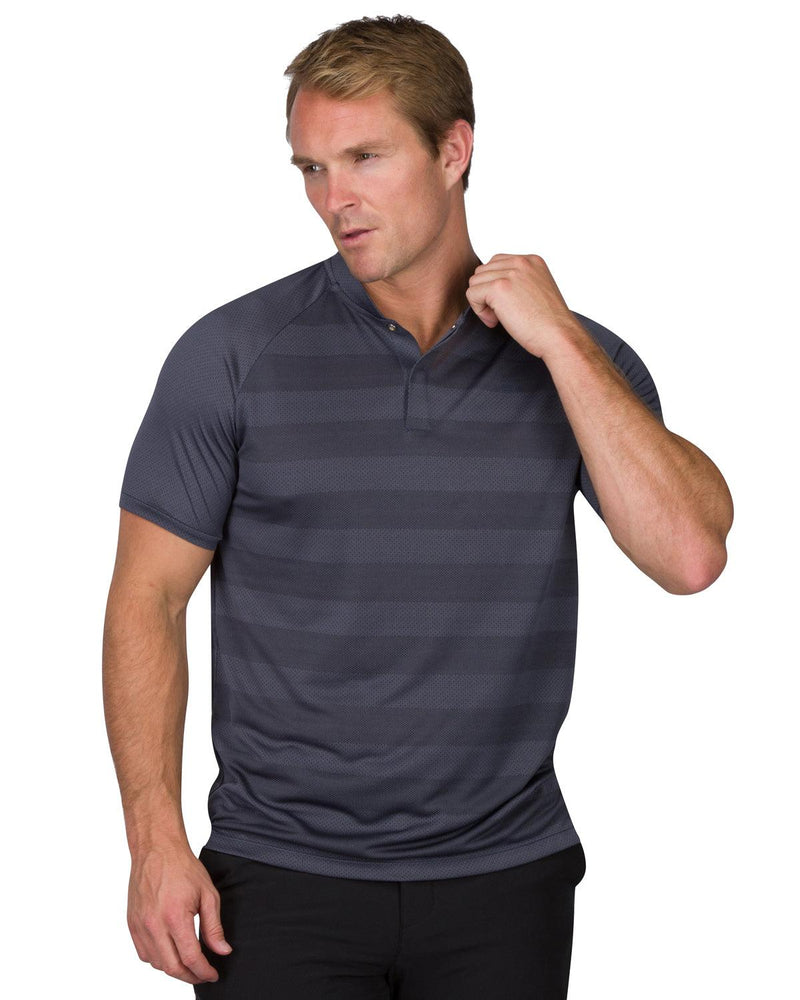 $20 Men’s Thick Striped Collarless Golf Polos