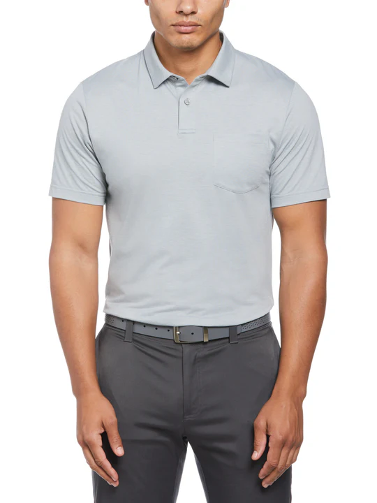 $15 Men’s Short Sleeve Fine Line Eco Polo with Pocket