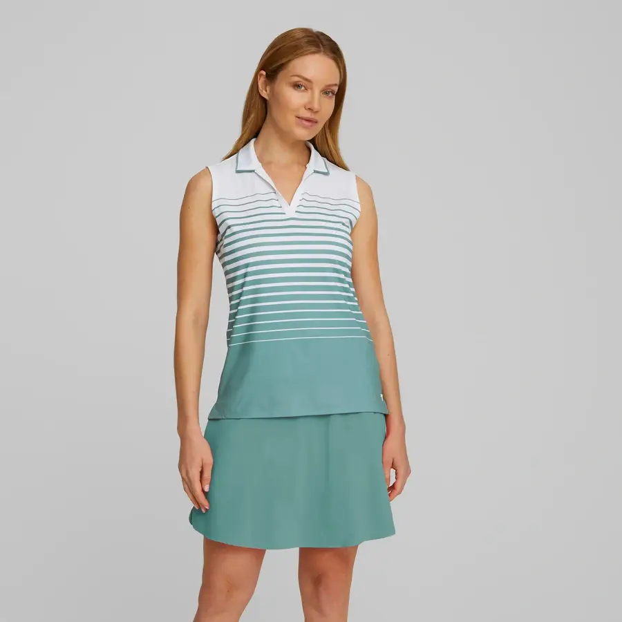 $20 Puma Ladies MATTR Sleeveless Stripe Golf Polo